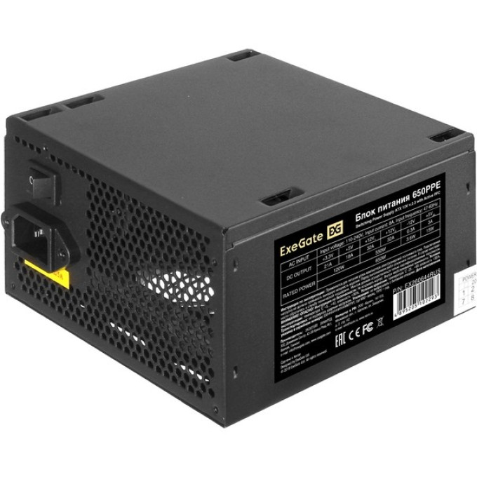 Блок питания 650W EXEGATE 650PPE ATX, APFC, PC, КПД 80% (80 PLUS)