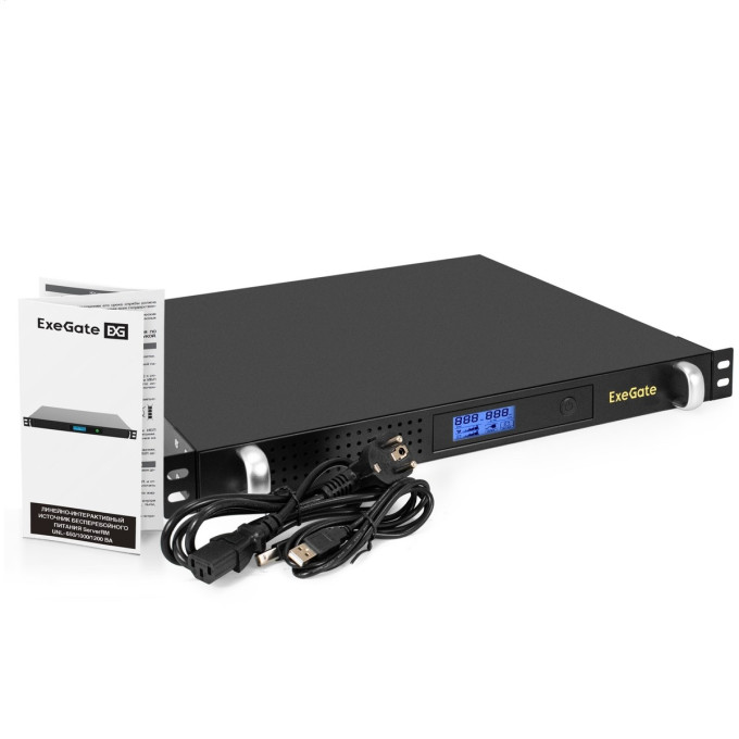 ИБП EXEGATE 1U ServerRM UNL-1000.LCD.AVR.6C13.RJ.USB.1U