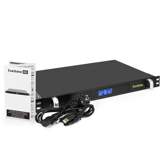 ИБП EXEGATE 1U ServerRM UNL-650.LCD.AVR.4C13.RJ.USB.1U