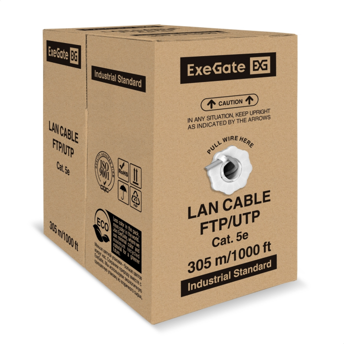 Кабель EXEGATE FUTP4-C5e-CU-S24-IN-PVC-GY-305-FLUKE FTP