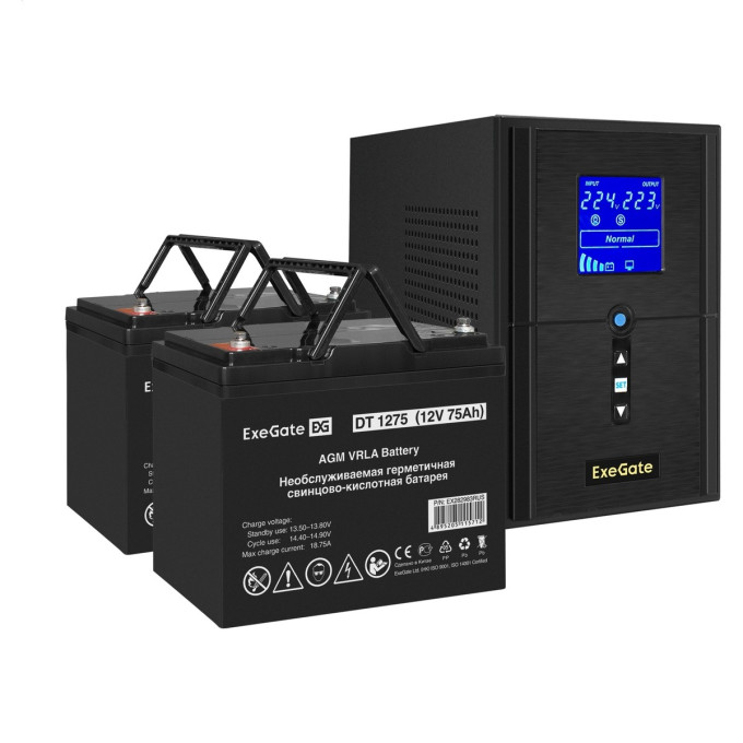 Комплект EXEGATE ИБП EX295987RUS + батарея 75Aч EX282983RUS 2шт