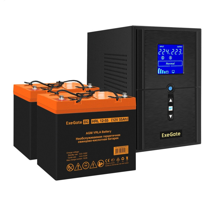 Комплект EXEGATE ИБП EX295988RUS + батарея 55Aч EX285652RUS 2шт