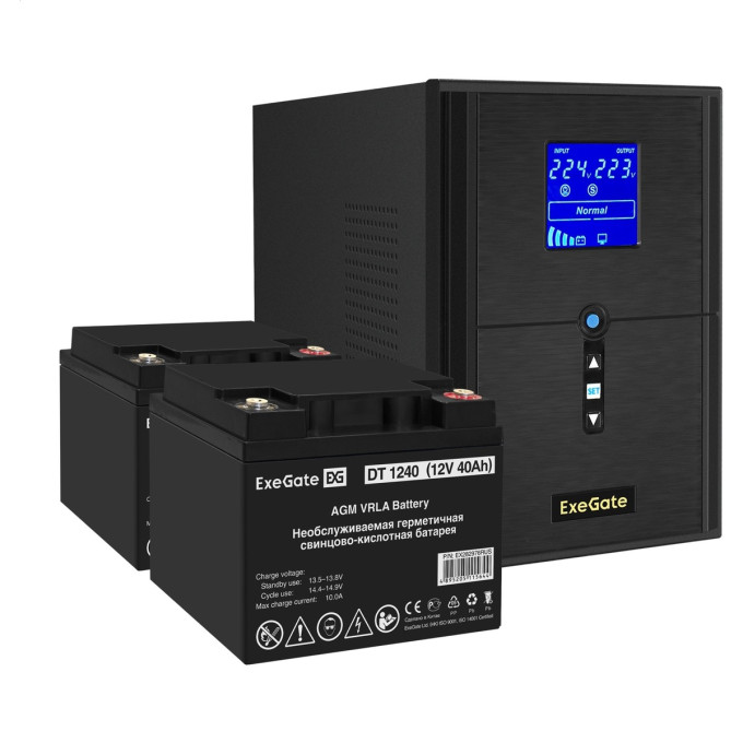 Комплект EXEGATE ИБП EX295989RUS + батарея 40Aч EX282976RUS 2шт