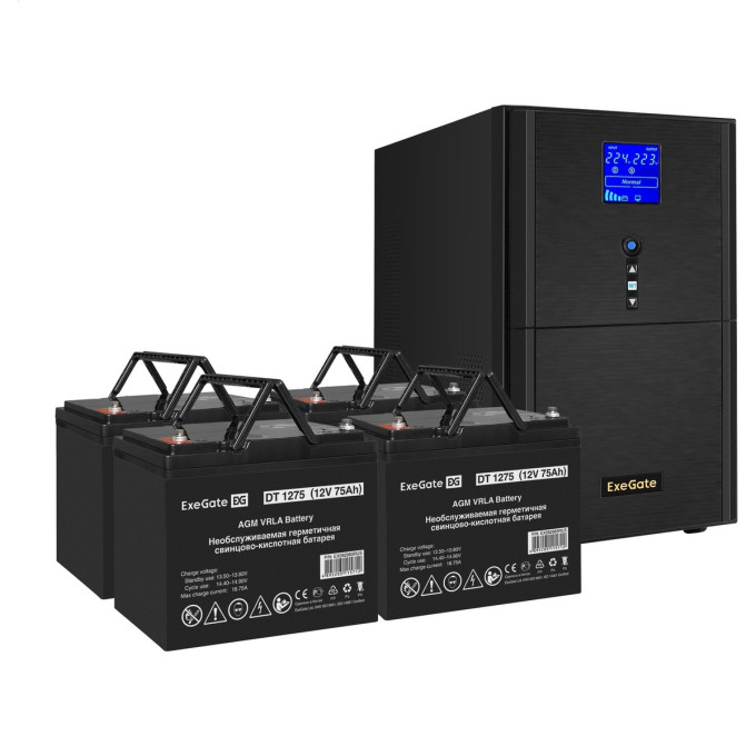 Комплект EXEGATE ИБП EX295990RUS + батарея 75Aч EX282983RUS 4шт