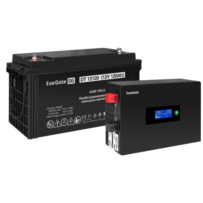 Комплект EXEGATE ИБП EX295992RUS + батарея 120Aч EX282988RUS 1шт