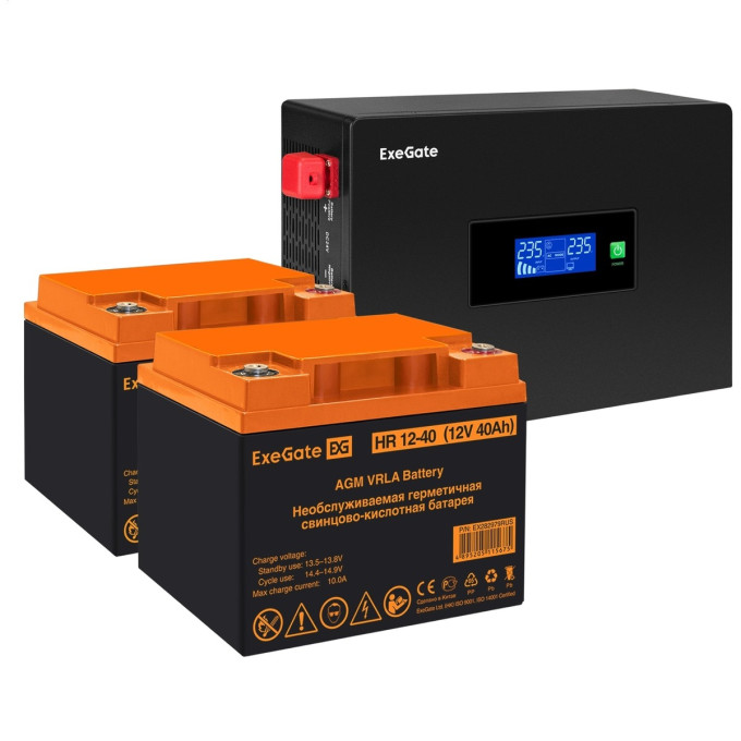Комплект EXEGATE ИБП EX295994RUS + батарея 40Aч EX282979RUS 2шт