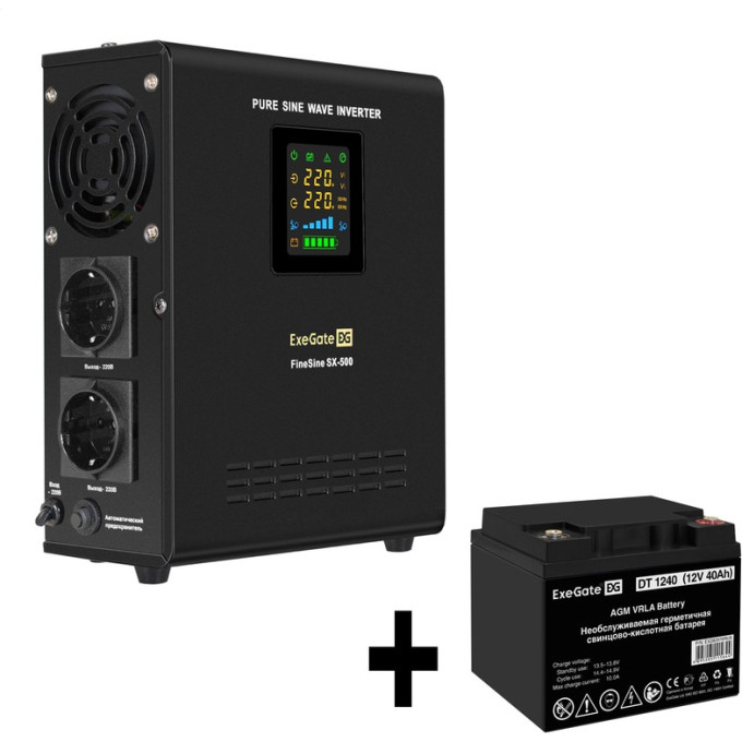 Комплект EXEGATE ИБП EX295995RUS + батарея 40Aч EX282976RUS 1шт