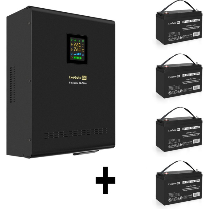 Комплект EXEGATE ИБП EX296003RUS + батарея 100Aч EX282985RUS 4шт