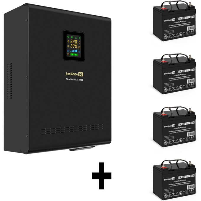 Комплект EXEGATE ИБП EX296003RUS + батарея 33Aч EX282974RUS 4шт