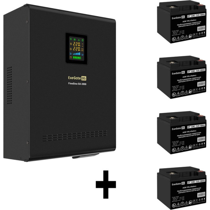 Комплект EXEGATE ИБП EX296003RUS + батарея 40Aч EX282976RUS 4шт