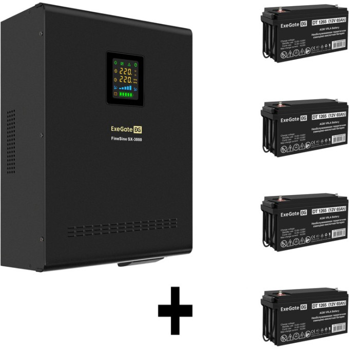 Комплект EXEGATE ИБП EX296003RUS + батарея 65Aч EX282980RUS 4шт