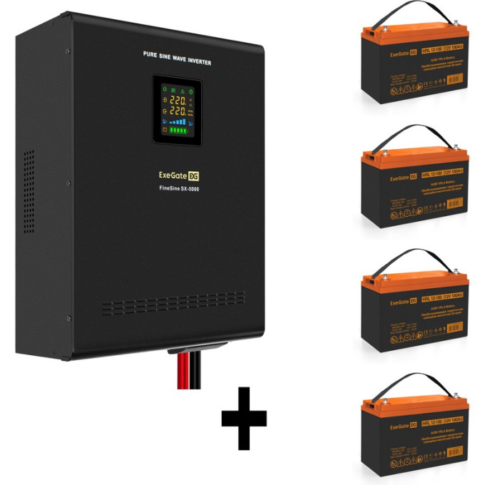 Комплект EXEGATE ИБП EX296004RUS + батарея 100Aч EX285656RUS 4шт