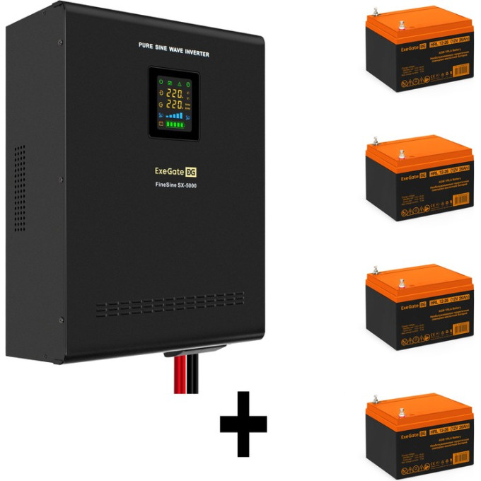 Комплект EXEGATE ИБП EX296004RUS + батарея 26Aч EX285663RUS 4шт