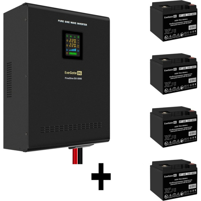 Комплект EXEGATE ИБП EX296004RUS + батарея 40Aч EX282976RUS 4шт