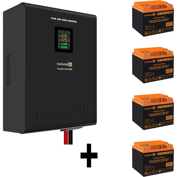Комплект EXEGATE ИБП EX296004RUS + батарея 40Aч EX282979RUS 4шт