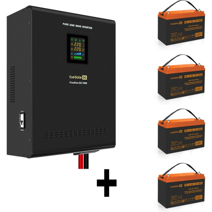 Комплект EXEGATE ИБП EX296005RUS + батарея 100Aч EX285656RUS 4шт