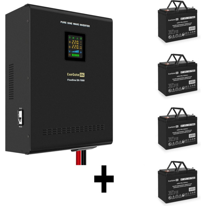 Комплект EXEGATE ИБП EX296005RUS + батарея 75Aч EX282983RUS 4шт