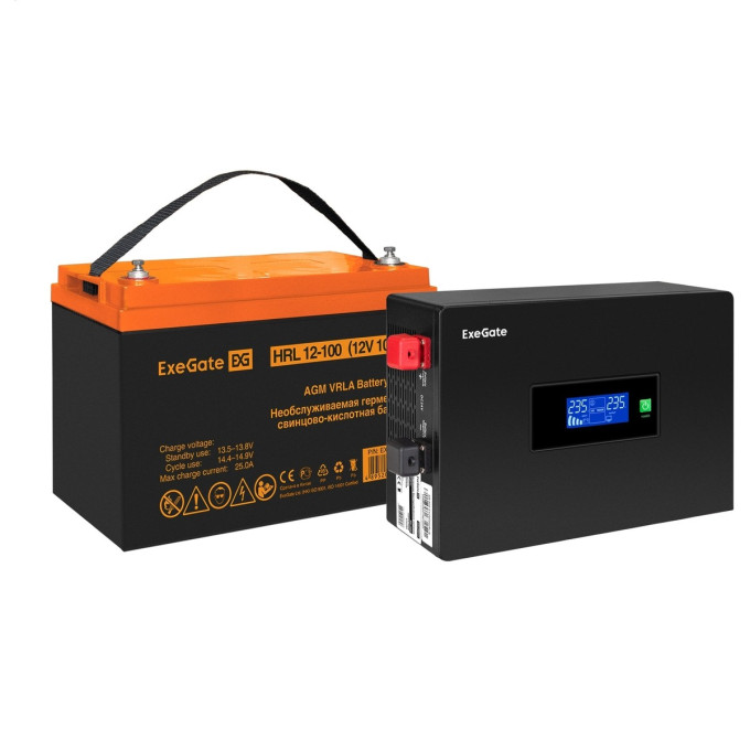 Комплект ИБП EXEGATE IDEALSINE SR-600.LCD.2SH + батарея 100Aч, 1 шт